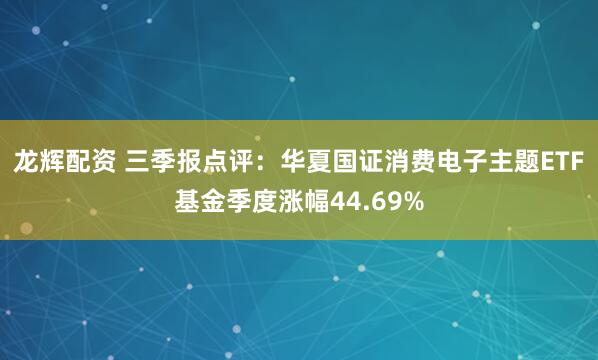 龙辉配资 三季报点评：华夏国证消费电子主题ETF基金季度涨幅44.69%